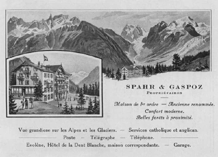 Affiche publicitaire d'époque — Spahr & Gaspoz Propriétaires